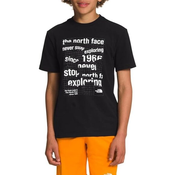 The North Face Boys Graphic Tee NF0A7WPSJK31 Never Stop Exploring Black Size S - Picture 1 of 1
